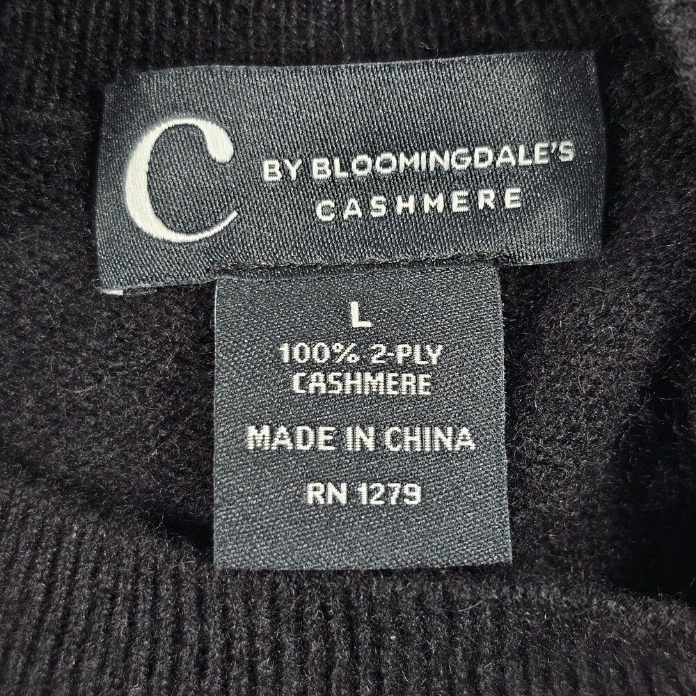 C by Bloomingdale's Cashmere Mock Neck Dress Fit & Flare Black Sweater Dress L - Picture 4 of 5
